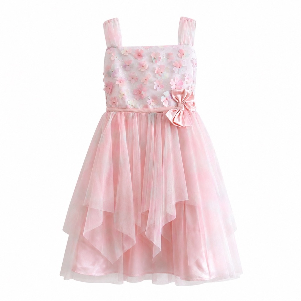 Pink Floral Tulle Party Dress for Girls